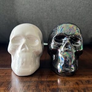 Black and White Iridescent Skulls set of two.